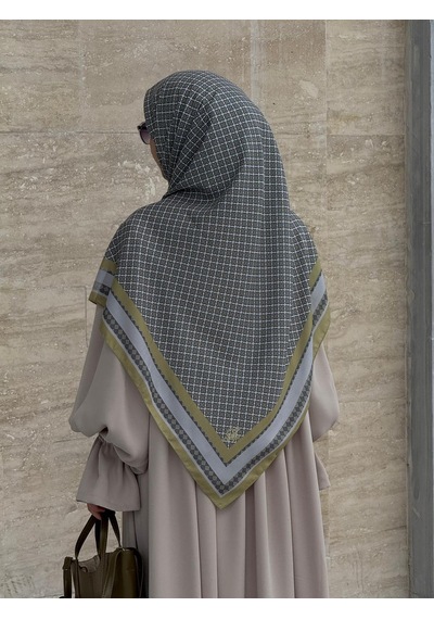 Qalortex Scarf Monogram Desen B.boy Eşarp-yağ Yeşil Yağ Yeşili