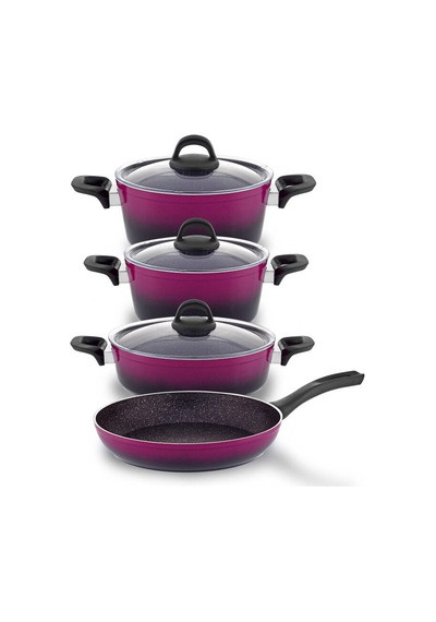Hascevher Gloria 7 Pcs Silikon Tencere Seti 2.7mm 1822ten26kar26tv Renk Siyah Magenta