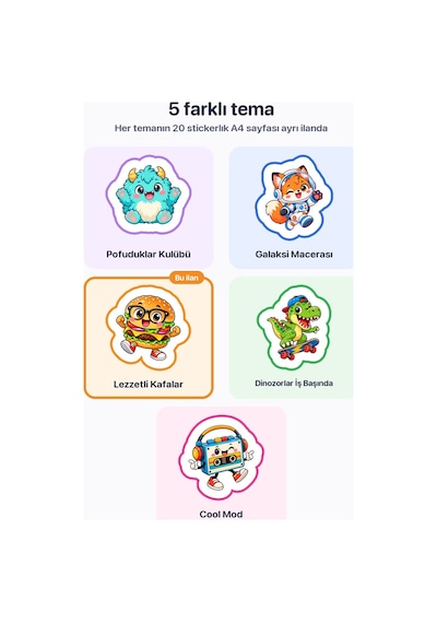 Lezzetli Kafalar 20 Adet Mini Yiyecek Sticker Çıkartma A4 Defter Etiketi Çok Renkli