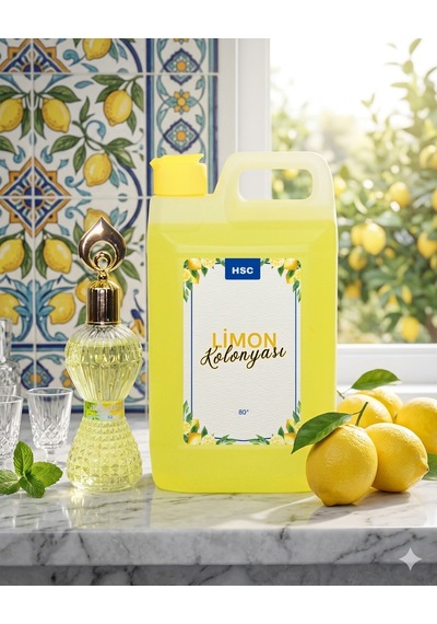 1 Litre+300ml Limon Kolonyası Seti 80 Ferahlatıcı Doğal Limon Kokulu Kolonya