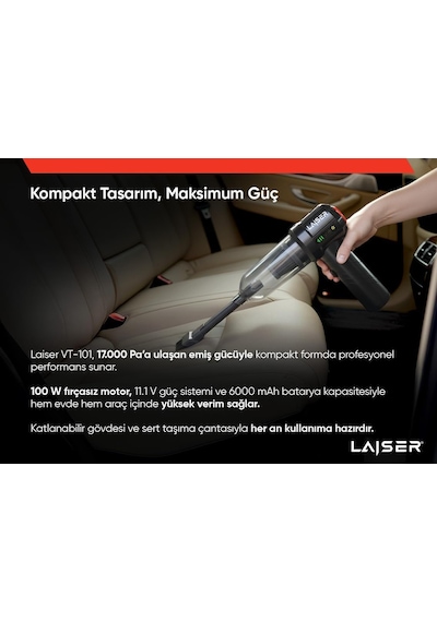 Laiser Mini, Katlanabilir Led Ekranlı 17.000 Pa 3 İn 1 Çekme-vakum-üfleme Özellikli Şarjlı Araç Süpürgesi Diğer