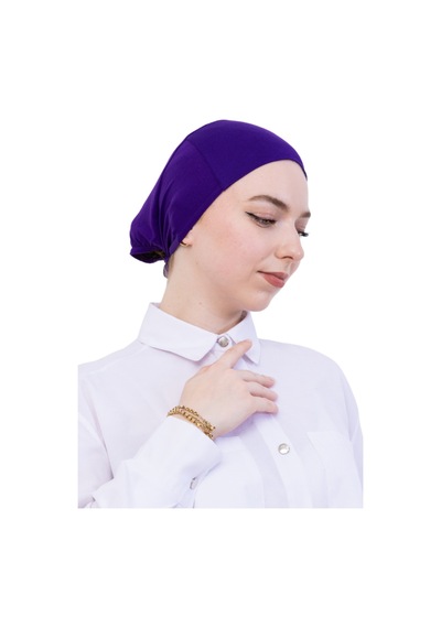 Modish Group Pratik Bone Pamuklu Tesettür İç Bone, Başörtüsü İçin Hazır Viskon Şapka, Namaz Günlük Kullanım İçin Mor