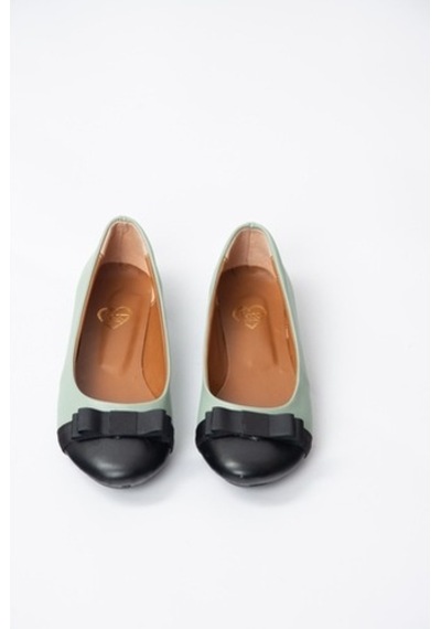 Fox Shoes Yeşil/Siyah Kadın Babet D726019509 Yeşil - Siyah