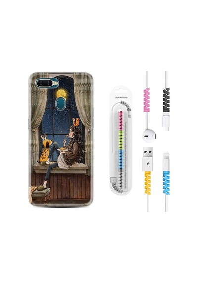 Oppo A5S Kılıf Kablo Koruyuculu Ananas Camera Glass 1358