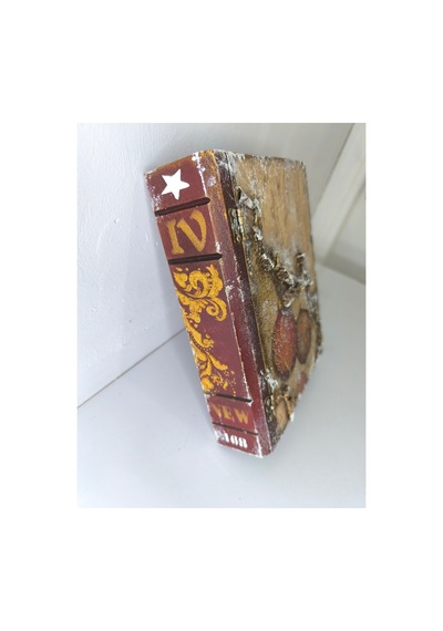 Kitap Kutu Yılbaşı Dekoratif Kutu Obje Ahsap El Boyama Kutu Wintage Bohem Seramik Hamuru Kirmizi - 178091620 Kirmizi
