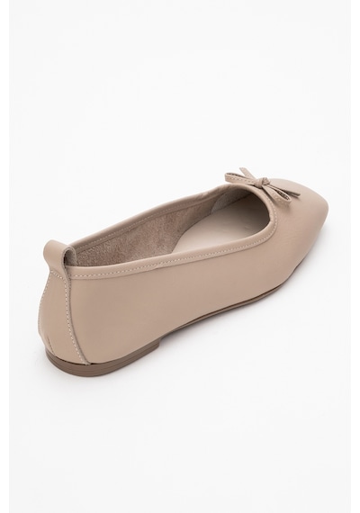 Luvishoes Luvi Shoes Sosa Bej Cilt Hakiki Deri Küt Burunlu Fiyonklu Kadın Babet Ayakkabı Bej Cilt