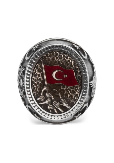 Türk Milleti Figürlü Bir Ölür Bin Diriliriz Yüzüğü