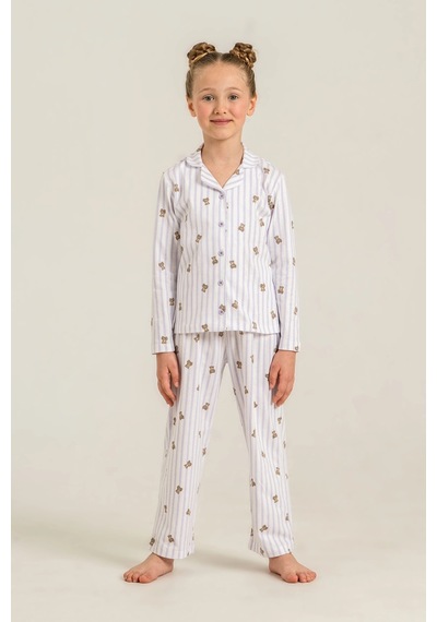 Moda Dua Rolypoly Rp3913-g Kız Çocuk Gömlek Pijama Takım Lila