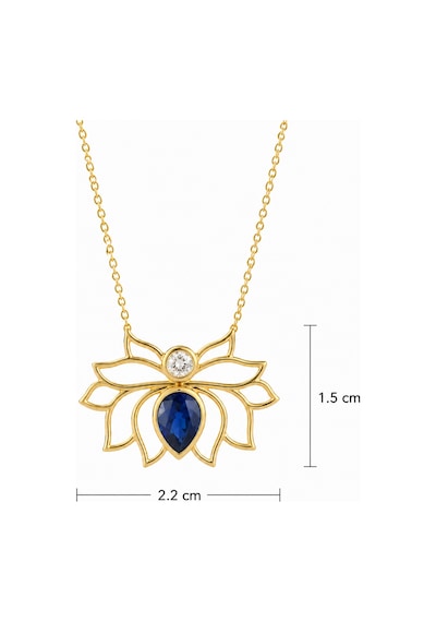 14 Ayar Taşlı Lotus Tasarım Altın Kolye Sarı