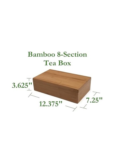 Lipper International 8 Bölmeli Bambu Ahşap Çay Kutusu, 12-3/8 "x 7-3/8" X 3-3/5"