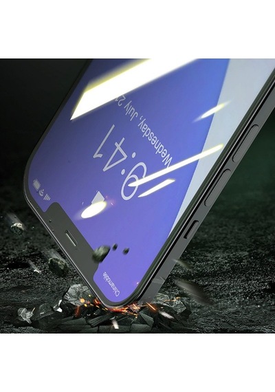 Baseus Apple Uyumlu   iPhone 12 Pro Max 6.7 0.30mm Full Tempered Cam Ekran Koruyucu 2set Anti-bluelight
