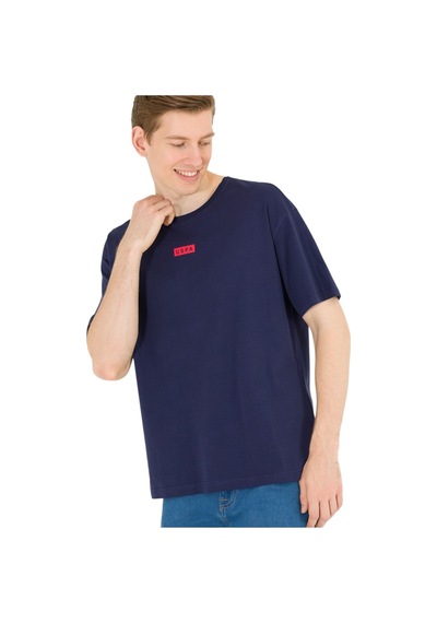 Erkek Comfort Bisiklet Yaka Tişört Lacivert