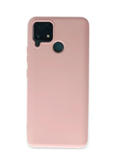 Jenerik Realme C15 Kılıf Nano İçi Kadife Silikon - Pudra