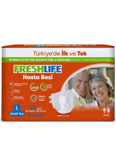 Freshlife Large Beden Büyük Boy Yetişkin Hasta Bezi 30 Adet L