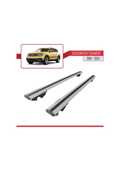 Volkswagen Teramont 2018 Ve Sonrası İle Uyumlu Hook Model Anahtar Kilitli Ara Atkı Tavan Barı Gri