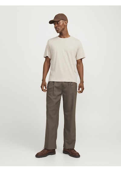Jack & Jones Jack Jones Yazılı Erkek Bisiklet Yaka Tişört 12151955 Bej