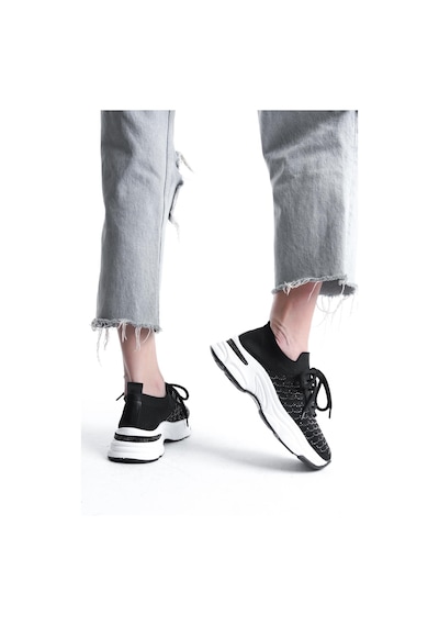 Kadın Rocco Siyahtriko Beyaz Tabanlı Taşlı Spor Ayakkabı & Sneaker Siyah 2 Siyah