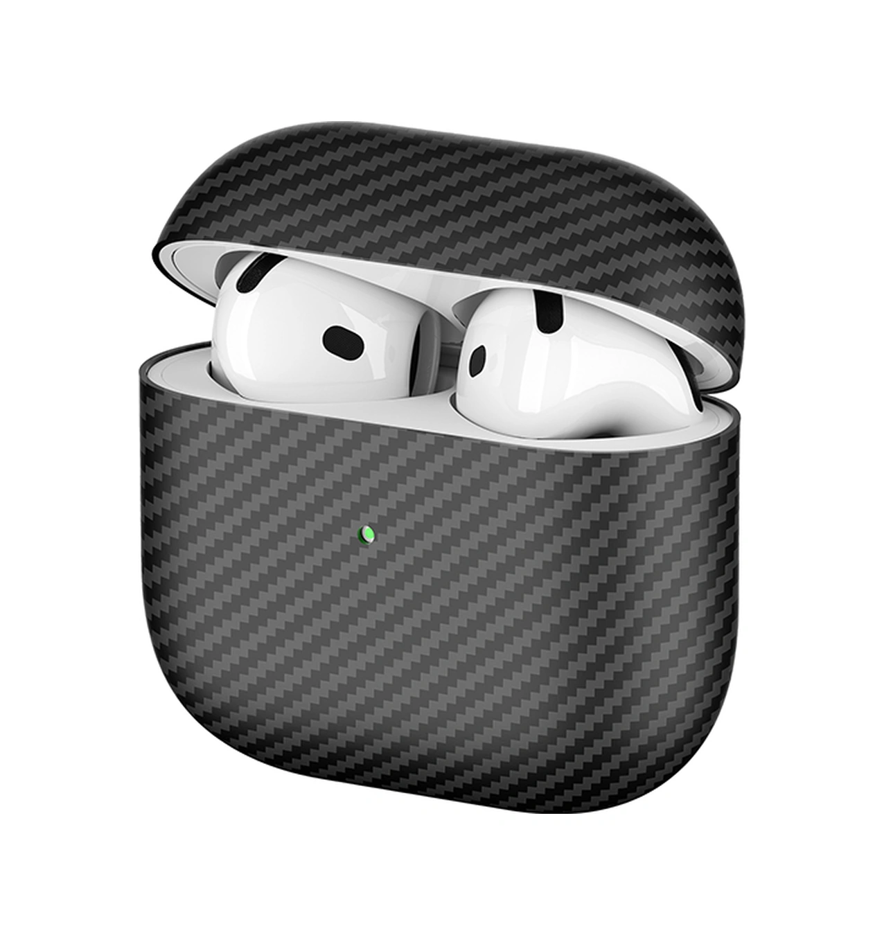 Apple Uyumlu AirPods 4 Airbag 43 600d Karbon Fiber Kulaklık Kılıfı Siyah