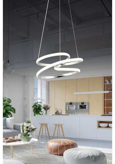 Ld 039 Topsuz Model Krom 3 Renkli Salon Ve Oturma Odası İçin İdeal Alüminyum Avize, 35x70 Krom