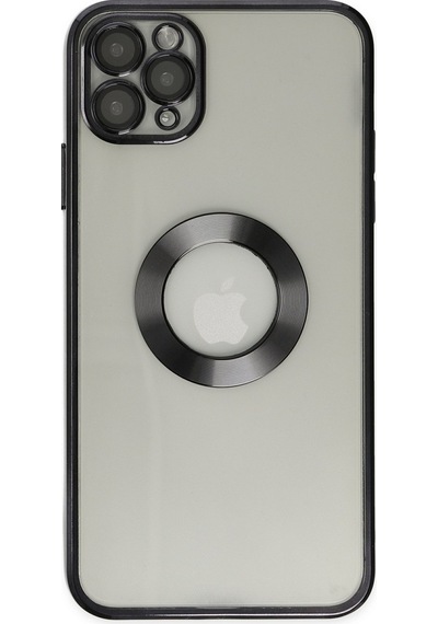 Apple Uyumlu  iPhone 11 Pro Max Kapak Yanları Renkli Lens Korumalı Logo Gösteren Şeffaf Luxury Kılıf - Yeşil