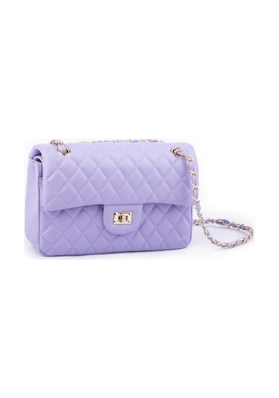 Nas Bag Kadın Çapraz Çanta Büyük Boy Zincirli Kapitone Lila Nova En:26 Boy:16 Cm Lila