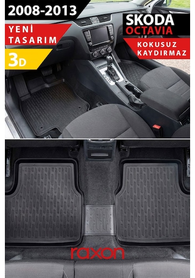 Skoda Octavia 2008-2013 3d Havuzlu Paspas Tam Uyumlu Su Geçirmez, Kaymaz
