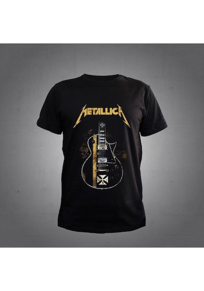 Herşey Nota Gitar Metallıca Siyah Tshirt Unisex 001