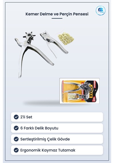 Kemer Delme Pensesi Ve Perçin Metal 6 Diş Deri Kayış Çanta Ayakka