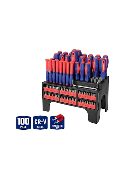 Workpro Wp200560 100 Parça Duvar Askı Aparatlı Profesyonel Cr-v Manyetik Tornavida Ve Bits Uç Seti Fr Wp200560