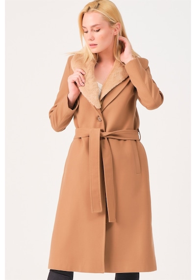 Z6671 Dewberry Bayan Palto-açık Camel-açık Camel