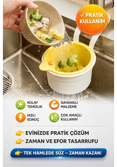 Musluk Askılı Lavabo Süzgeci Makarna Sebze Süzme Gider Filtresi Pratik Mutfak Sepeti Renkli Diğer