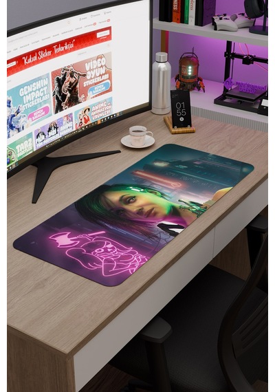 Cyberpunk 2077 Kaymaz Dikişli Kauçuk Oyuncu Mousepad V2 - 70x30 Xl Gaming Mouse Pad Fare Altlığı