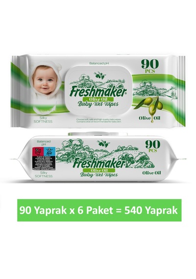 Freshmaker Islak Havlu Zeytinyağlı Sensitive Kapaklı 540 Yaprak 6 Paket