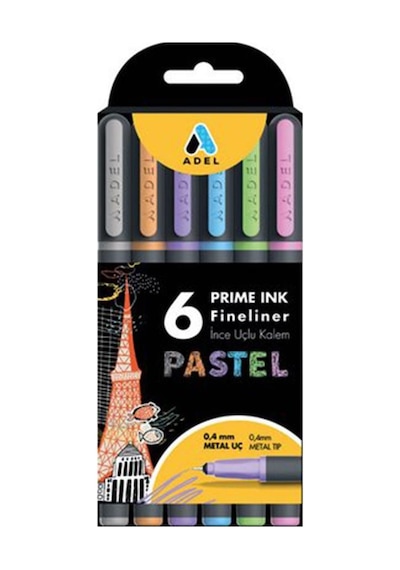 Fineliner 6 Lı Pastel İnce Uçlu Kalem Prime Ink 6 Renk 1 Paket