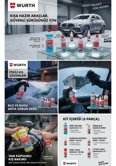 Würth Kış Bakım Ürünleri Seti Araçlar İçin Komple Koruma Ve Temizlik