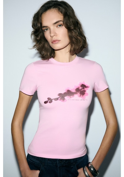 Grımelange Imperıa Kadın Yumuşak Kumaşlı Organik Pamuklu Baskı Detaylı Pembe T-shirt Pembe Grımelange Imperıa Kadın Yumuşak Kumaşlı Organik Pamuklu Baskı Detaylı Pembe T-shirt Pembe