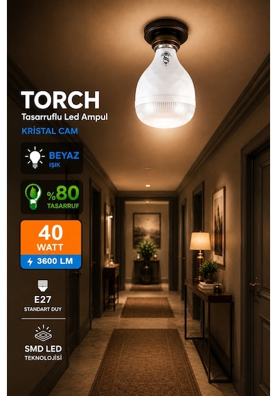 40w Kristal Tasarruflu E27 Beyaz Işık Torch Led Ampul 6 Adet 6 Adet