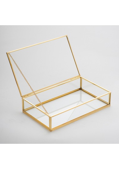 Cam Kutu Pirinç & Gold 25x15x8cm