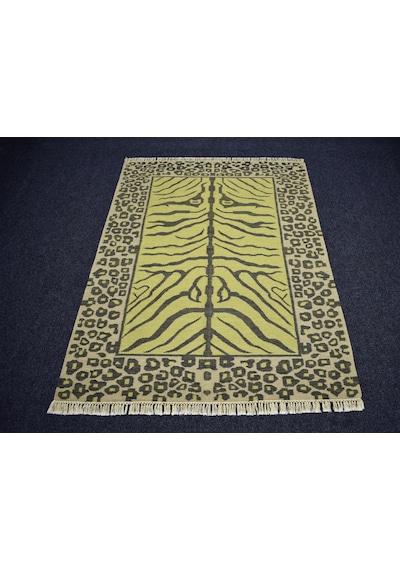 Zehra Abla Halı Yeni El Dokuma Modern Naif Leopar Tasarım Yün Kilim 7450 Çok Renkli