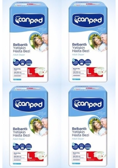 Canped Belbantlı Yetişkin Hasta Bezi Büyük Boy L 7'Li x 4 28 Adet