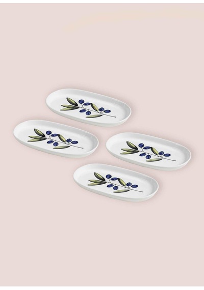 The Mia Olivos Oval Servis 4lü 21 Cm Çok Renkli