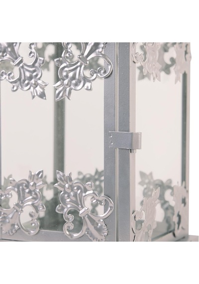 Lexroo Accent Plus Gümüş Yazılı Mum Feneri, Yıkama, 18,4 X 18,4 X 39,4 Cm