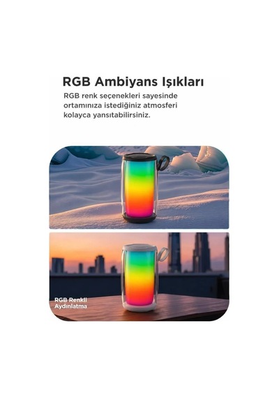 Özel Üretim Cep Boy Dinleti Bahçe Bluetooth Hoparlör Rgb Işıklı Bts-1953 Beyaz