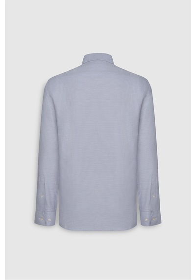AC&Co / Altınyıldız Classics  Erkek Beyaz Lacı Pamuklu Slim Fit Dar Kesim Klasik Yaka Armürlü Gömlek Beyaz Lacı