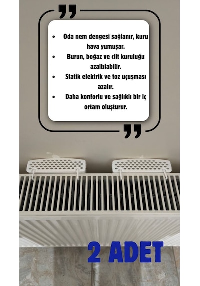 2 Adet Kalorifer Askılı Nemlik Kabı-kalorifer Üstü/arkası Pratik Nemlendirici Suluk Beyaz Tr Diğer