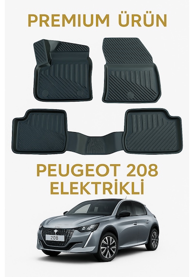 Peugeot 208 Elektrikli Uyumlu 3d Oto Paspas Premium