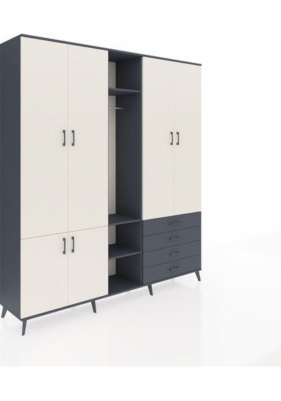 Hyperion Dolap 14 Raflı 4 Çekmeceli Tek Askılı 220x44x243 Antrasit-aytaşı/antrasit Aytası/antrasıt Hyperion Dolap 14 Raflı 4 Çekmeceli Tek Askılı 220x44x243 Antrasit-aytaşı/antrasit Aytası/antrasıt