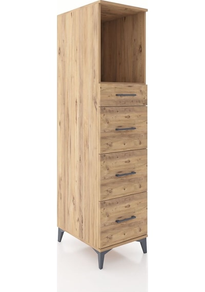 Kronos Dolap Tek Raflı 4 Çekmeceli 44x59x182 Çam-çam Çam