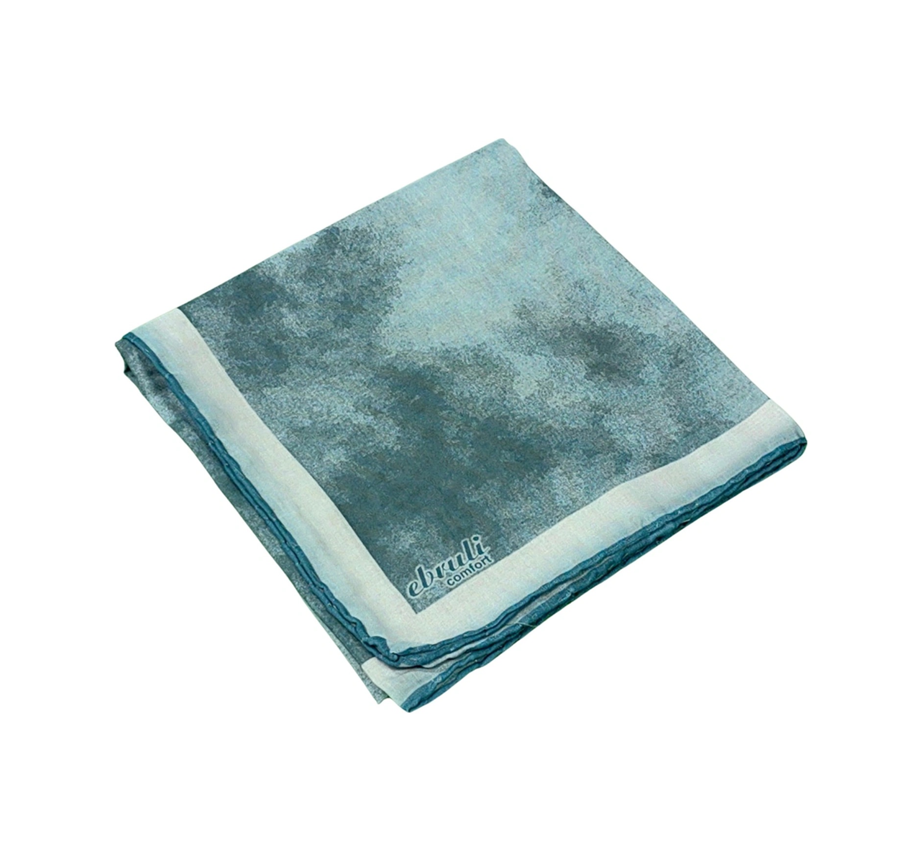 Mim Eşarp Ebruli Soft Pamuklu Desenli Eşarp - 95x95 Cm PETROL YEŞİLİ