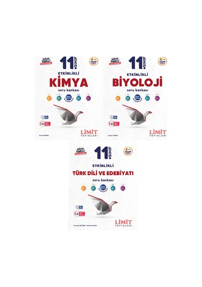 Limit 2027 11. Sınıf Kimya + Biyoloji + Türk Dili Ve Edebiyatı Soru Bankası Seti 3 Kitap Maarif Model